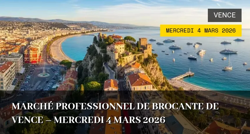 Affiche de l'événement : Marché Professionnel de Brocante de Vence – Mercredi 4 Mars 2026