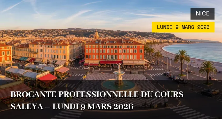 Affiche de l'événement : Brocante Professionnelle du Cours Saleya – Lundi 9 Mars 2026