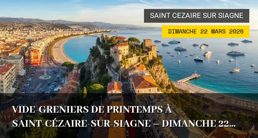 Affiche de l'événement : Vide-greniers de Printemps à Saint-Cézaire-sur-Siagne – Dimanche 22 Mars 2026