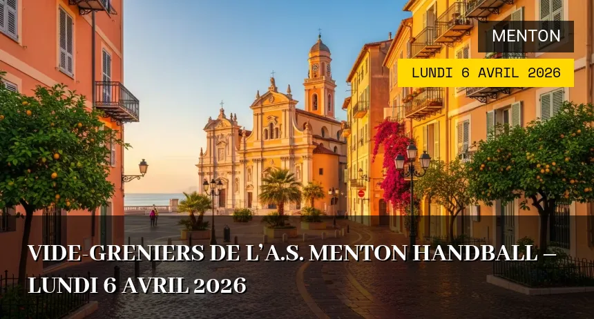 Affiche de l'événement : Vide-greniers de l&rsquo;A.S. Menton Handball – Lundi 6 Avril 2026