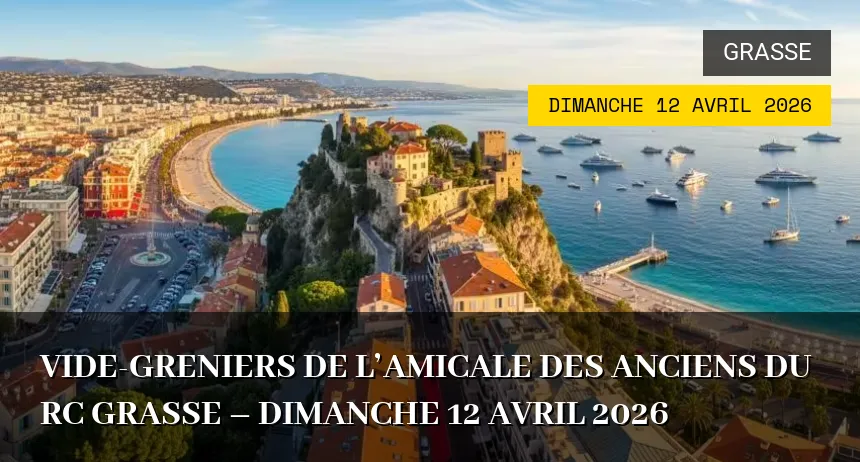 Affiche de l'événement : Vide-greniers de l&rsquo;Amicale des Anciens du RC Grasse – Dimanche 12 Avril 2026