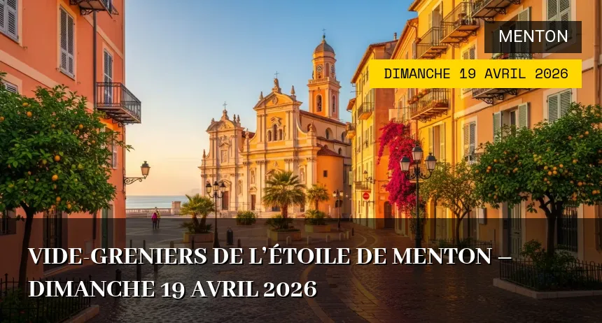 Affiche de l'événement : Vide-greniers de l&rsquo;Étoile de Menton – Dimanche 19 Avril 2026