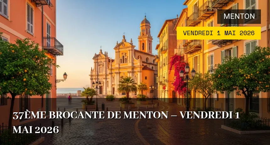 Affiche de l'événement : 37ème Brocante de Menton – Vendredi 1 Mai 2026