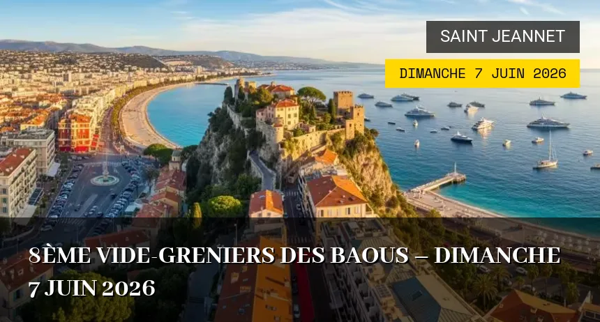 Affiche de l'événement : 8ème Vide-greniers des Baous – Dimanche 7 Juin 2026