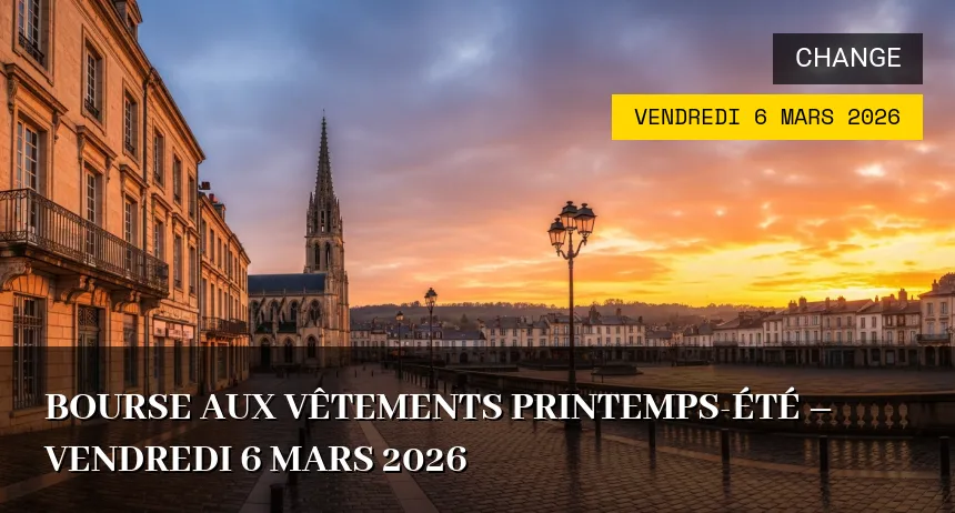 Affiche de l'événement : Bourse aux Vêtements Printemps-Été – Vendredi 6 Mars 2026