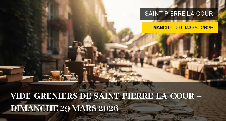 Affiche de l'événement : Vide-greniers de Saint-Pierre-la-Cour – Dimanche 29 Mars 2026