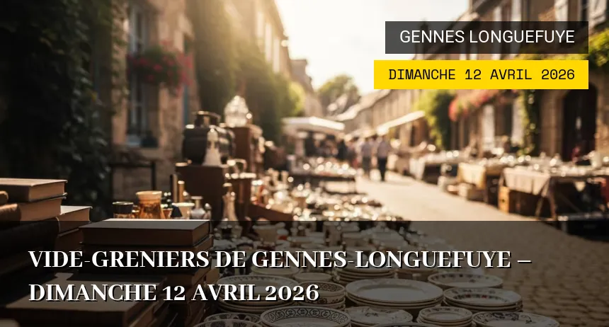 Affiche de l'événement : Vide-greniers de Gennes-Longuefuye – Dimanche 12 Avril 2026