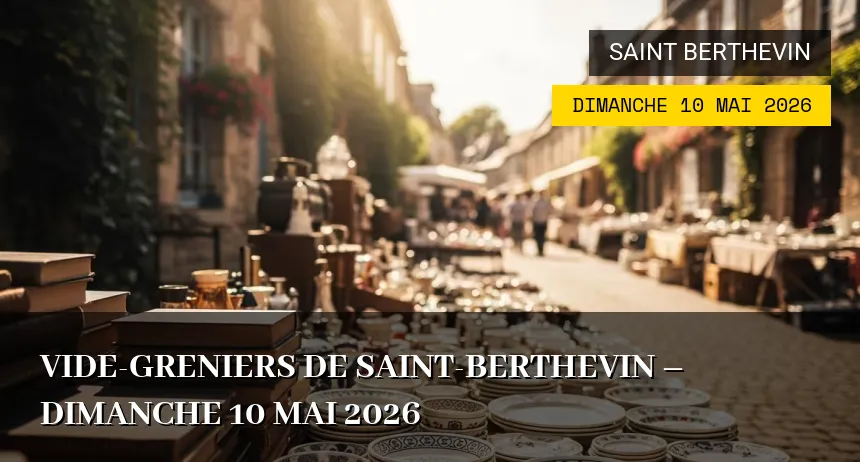 Affiche de l'événement : Vide-greniers de Saint-Berthevin – Dimanche 10 Mai 2026